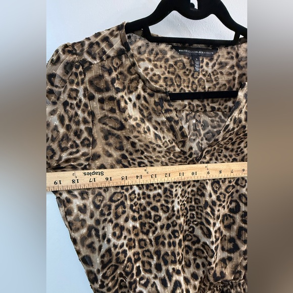 White House Black Market Leopard & Gold Lurex Mini Dress - Picture 8 of 11